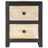 Indian Hand Carved  2-Drawer Solid Wood Bedside Table 18